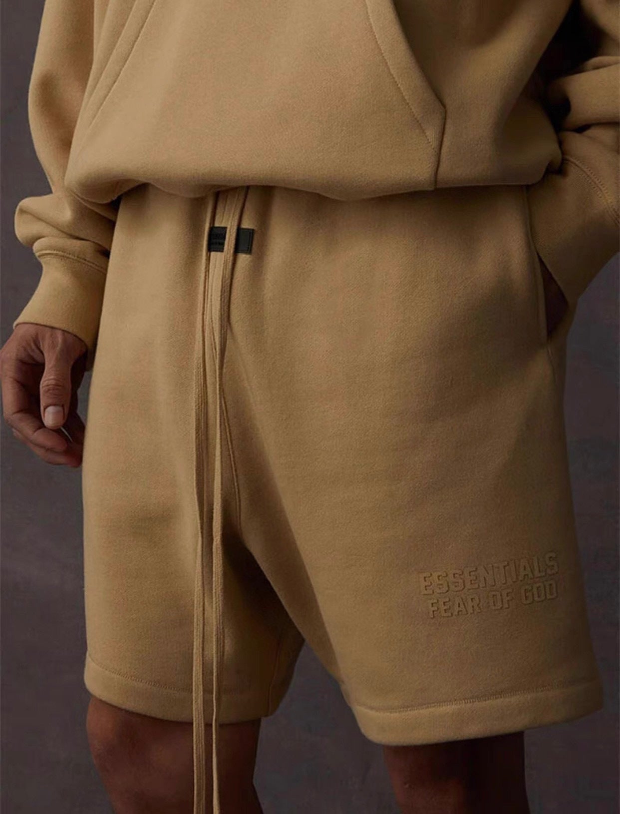 ESSENTIALS Off-White Flocked Logo Shorts