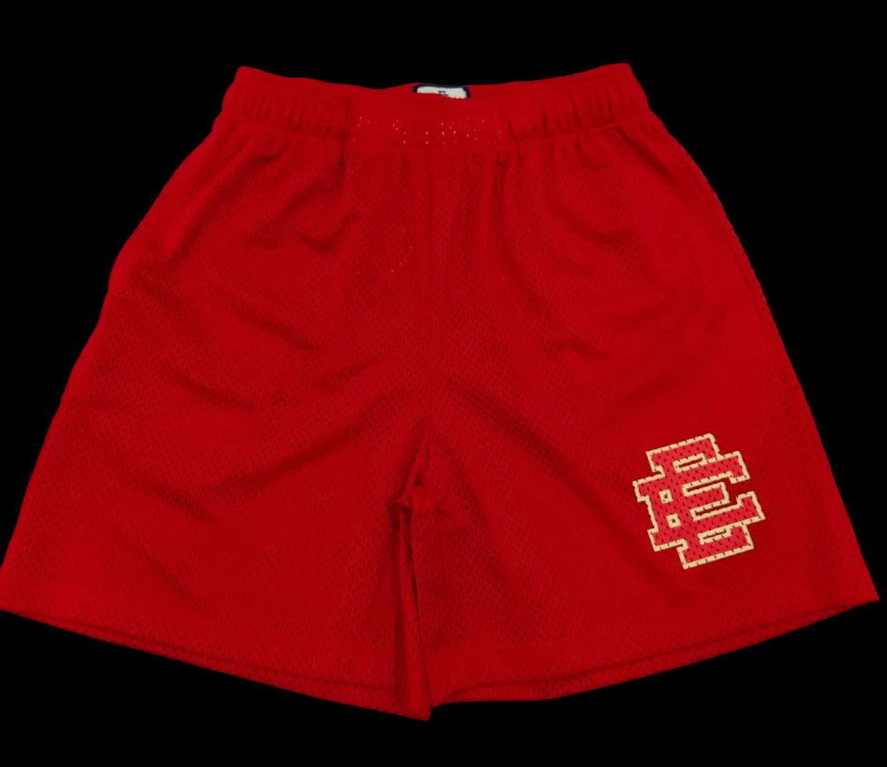 Eric Emanuel Red Courtside Mesh Shorts