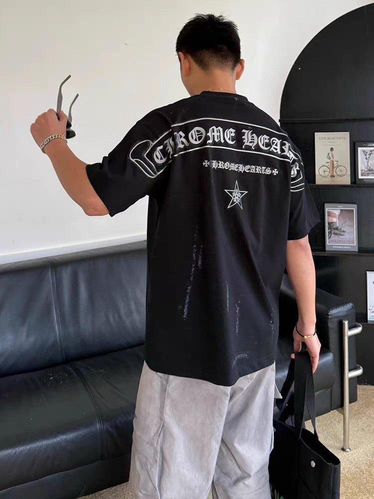 Chrome Hearts Black Silver Flux Streetwear Tee