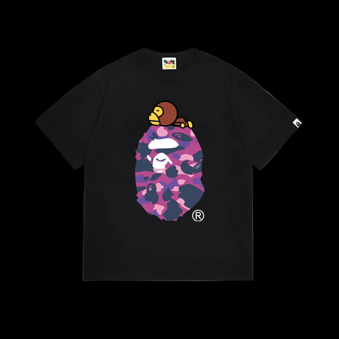 BAPE Black Neon Pink Purple Touch Streetwear Tee