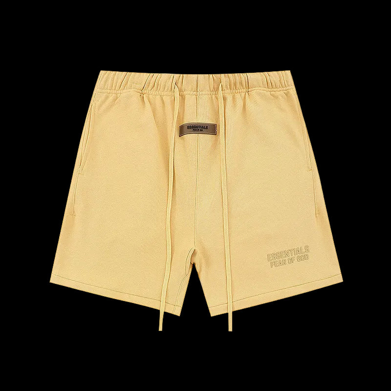 ESSENTIALS Light Yellow Flocked Logo Shorts