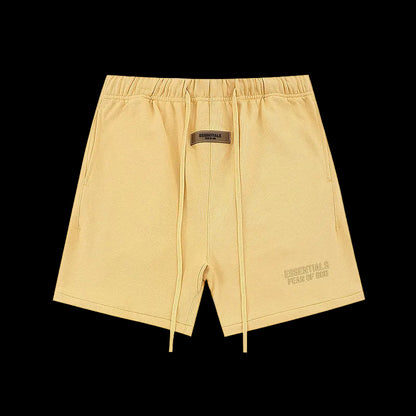 ESSENTIALS Light Yellow Flocked Logo Shorts