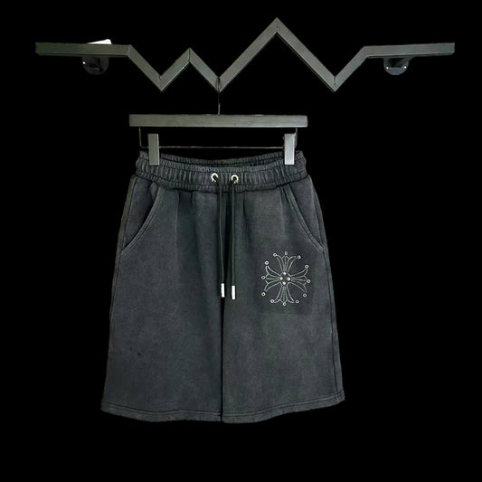 Chrome Hearts Vintage Cross Stonewashed Shorts — Black Edition