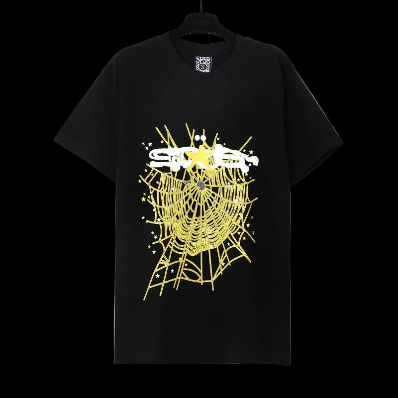 Sp5der Golden Web Oversized Tee – Black