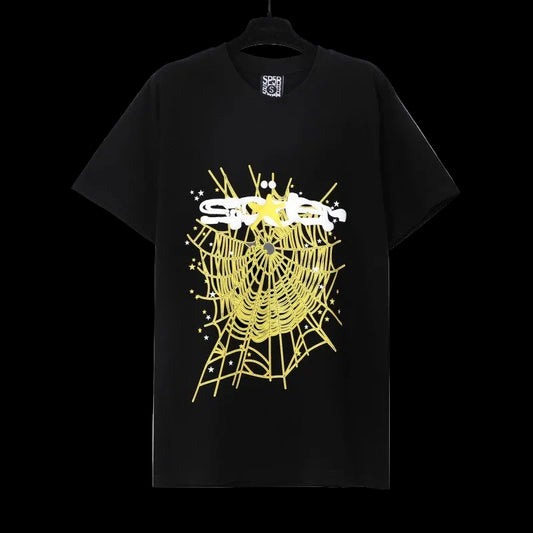 Sp5der Golden Web Oversized Tee – Black
