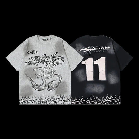 Hellstar 6727 Vintage Washed Tee – P55 Edition (Black / Grey)