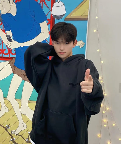 ESSENTIALS Black Oversized Hoodie