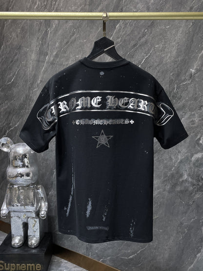 Chrome Hearts Black Silver Flux Streetwear Tee