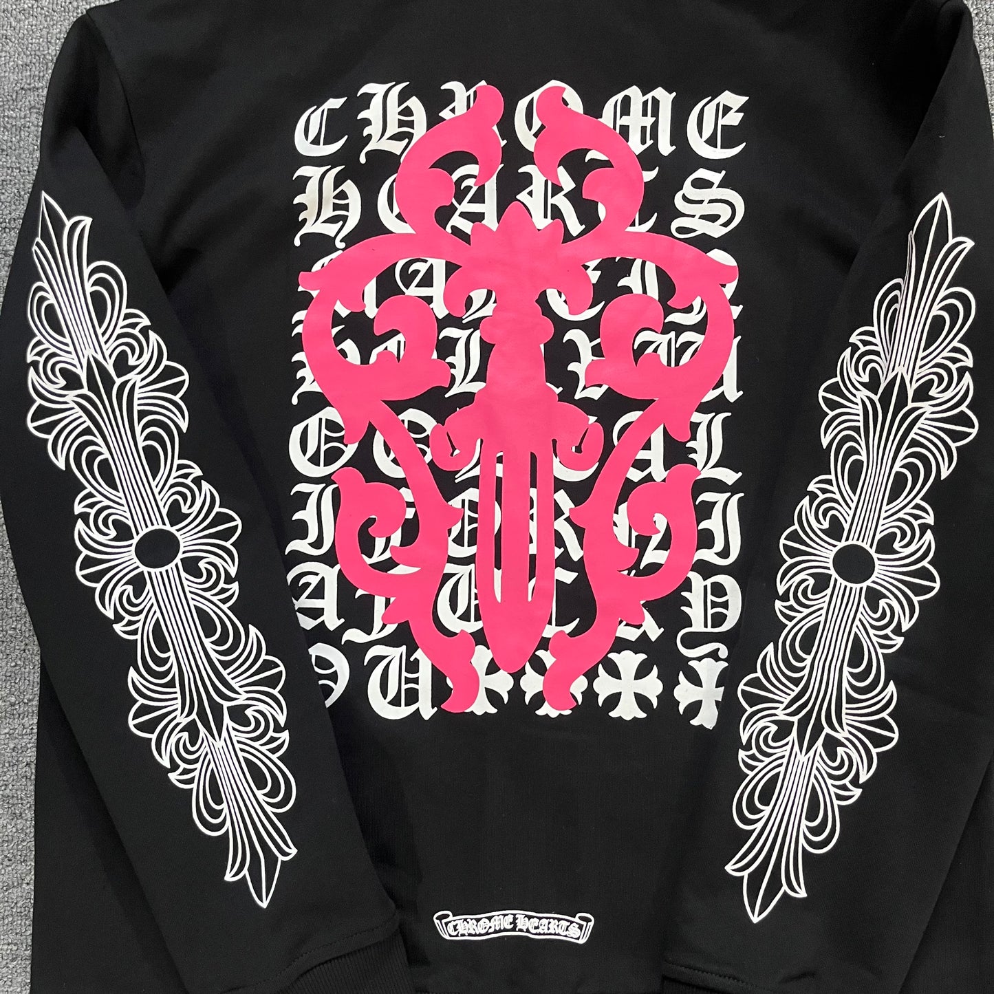 Chrome Hearts Black Pink Touch Street Cross Hoodie