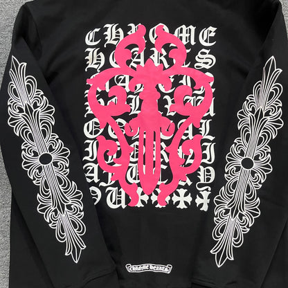 Chrome Hearts Black Pink Touch Street Cross Hoodie
