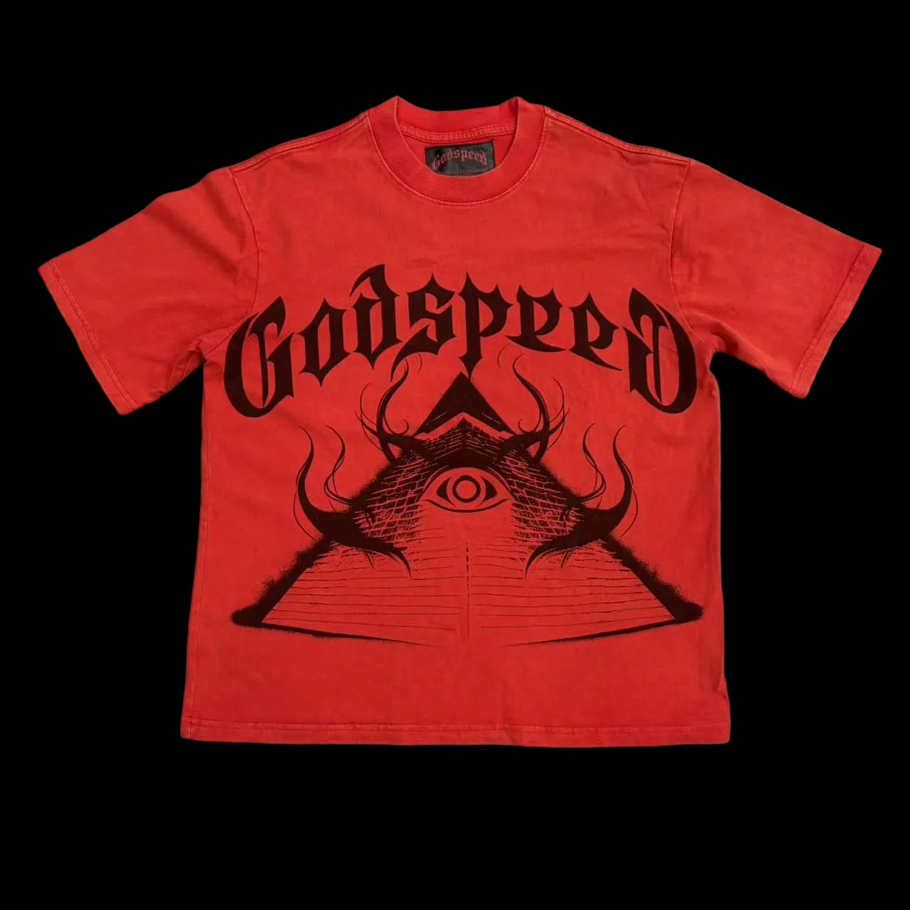 GODSPEED 1:1 Washed Red Black Touch Streetwear Tee (G213 P51