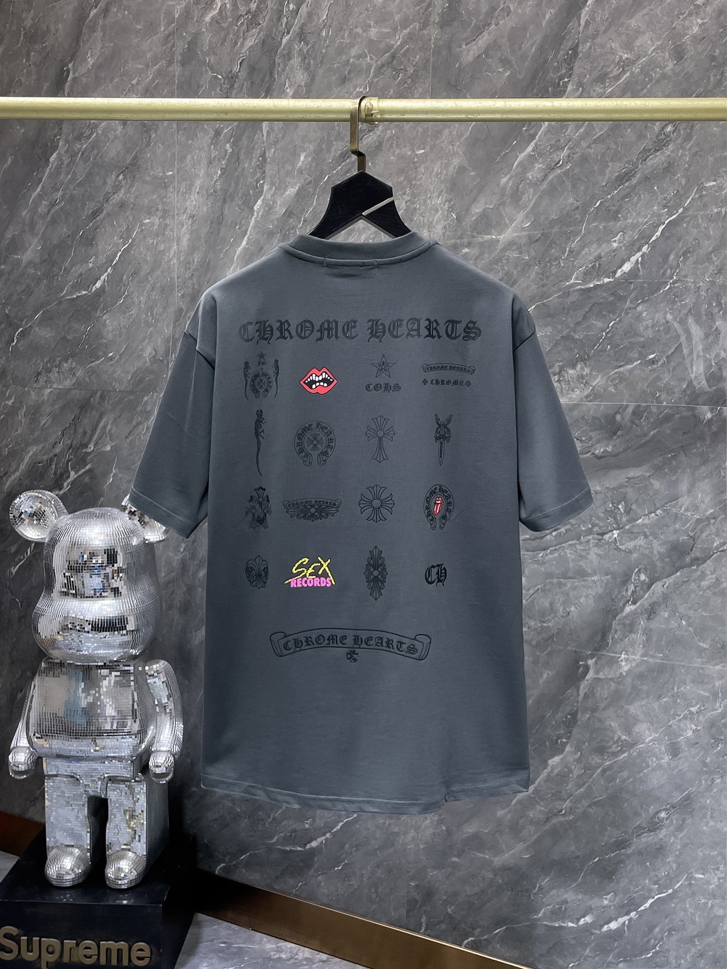 Chrome Hearts Ash Grey Distressed Streetwear Tee