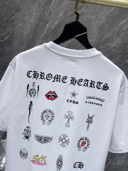 Chrome Hearts White Distressed Streetwear Tee