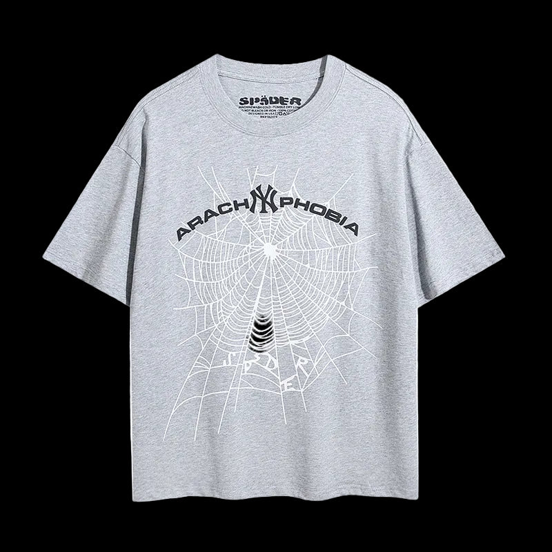 Shadow Web Oversized Graphic Tee – Grey