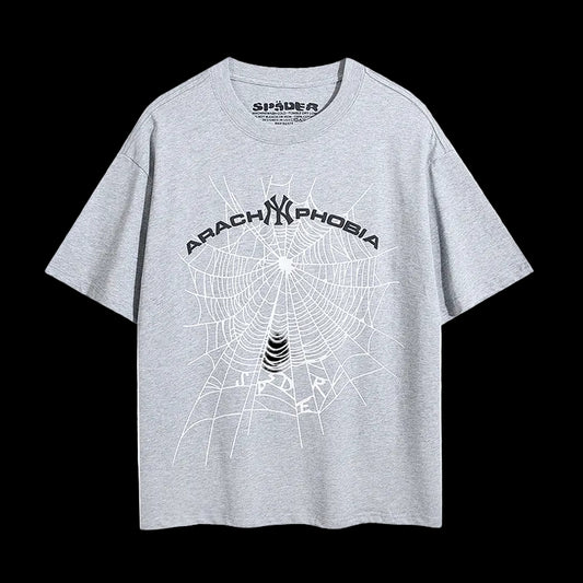 Shadow Web Oversized Graphic Tee – Grey