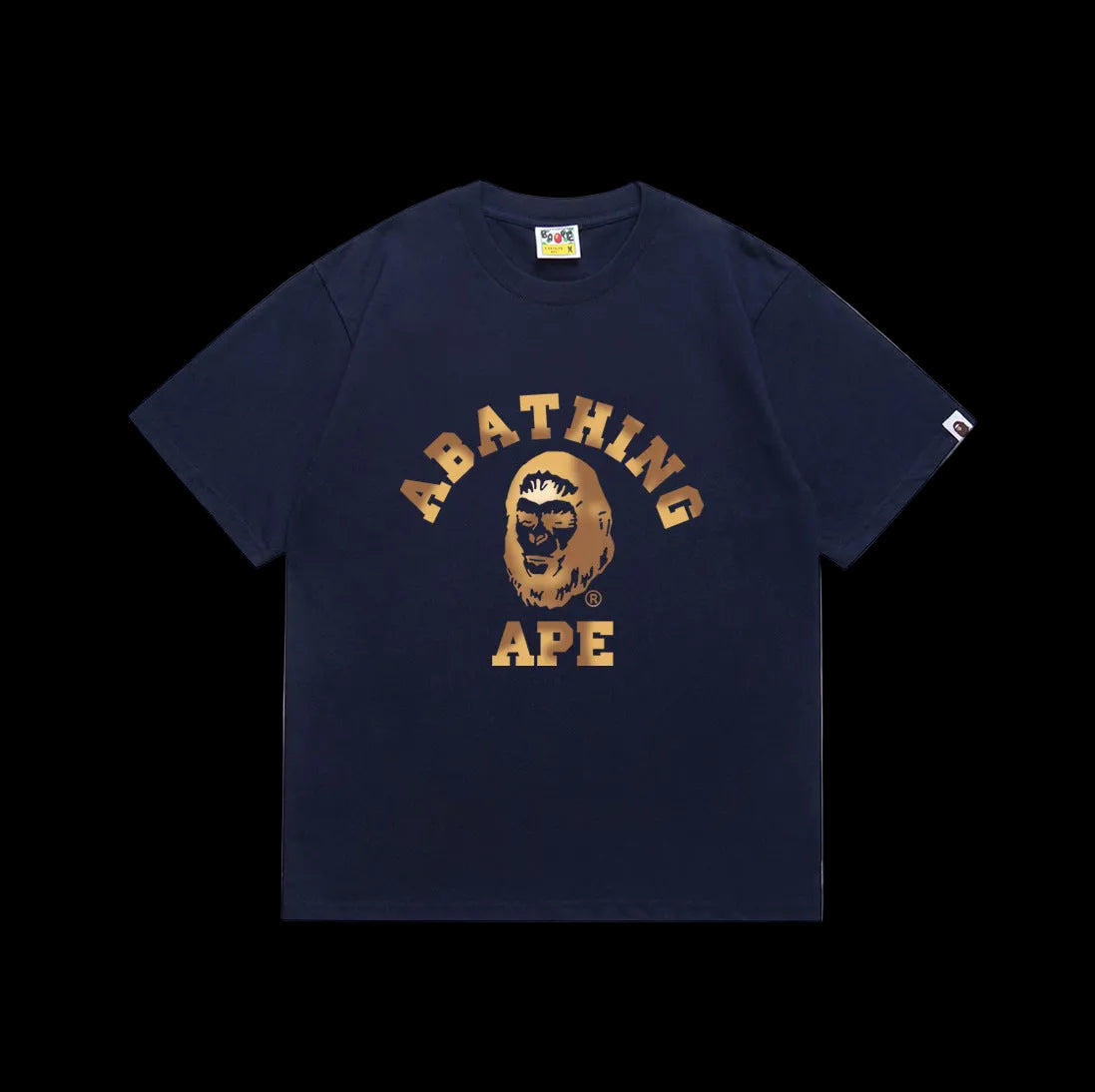 BAPE Dark Blue Gold Touch Streetwear Graphic Tee