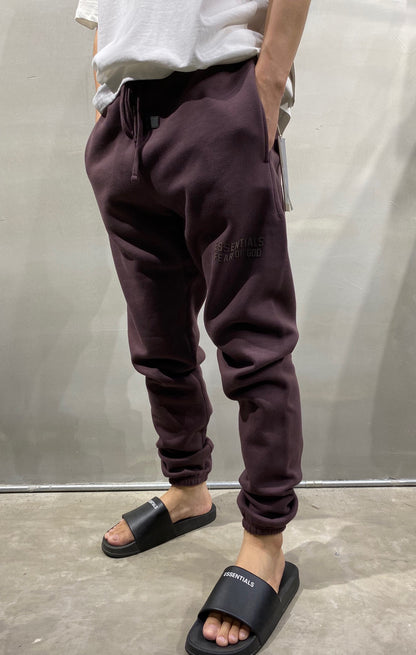 ESSENTIALS Mid Maroon Purple Straight-Leg Sweatpants