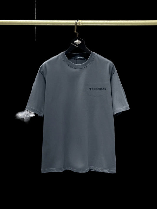 Chrome Hearts Ash Grey Distressed Streetwear Tee