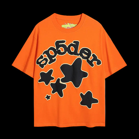 Sp5der Blaze Web Oversized Tee – Orange