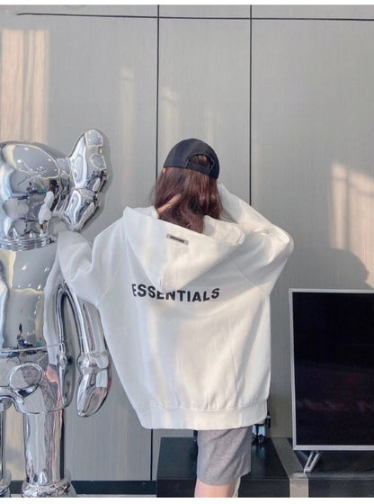ESSENTIALS White Zip-Up Hoodie
