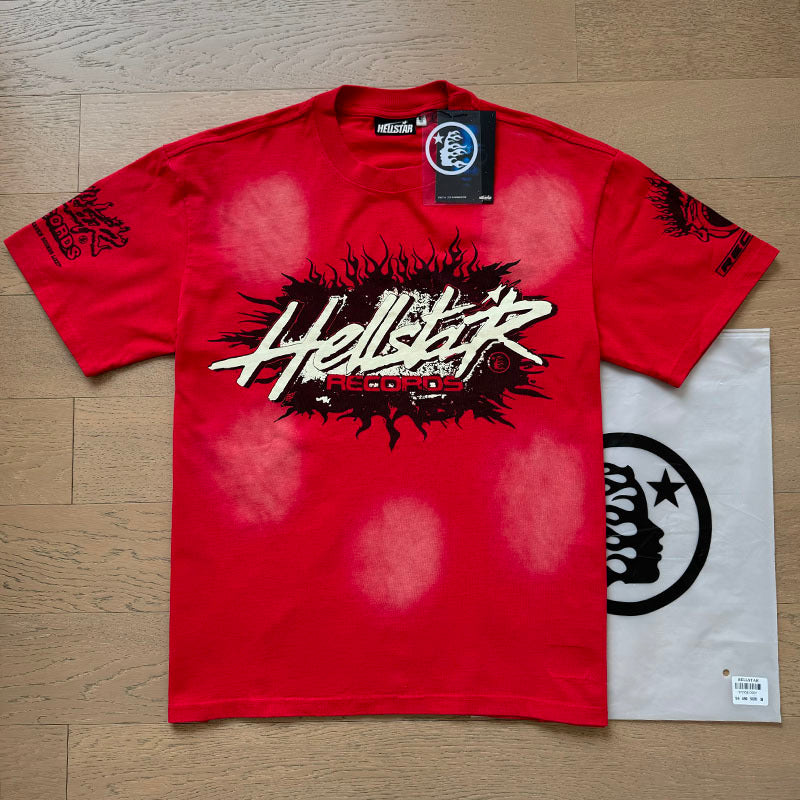 Hellstar 696 Vintage Washed Graphic Tee – Black / Red
