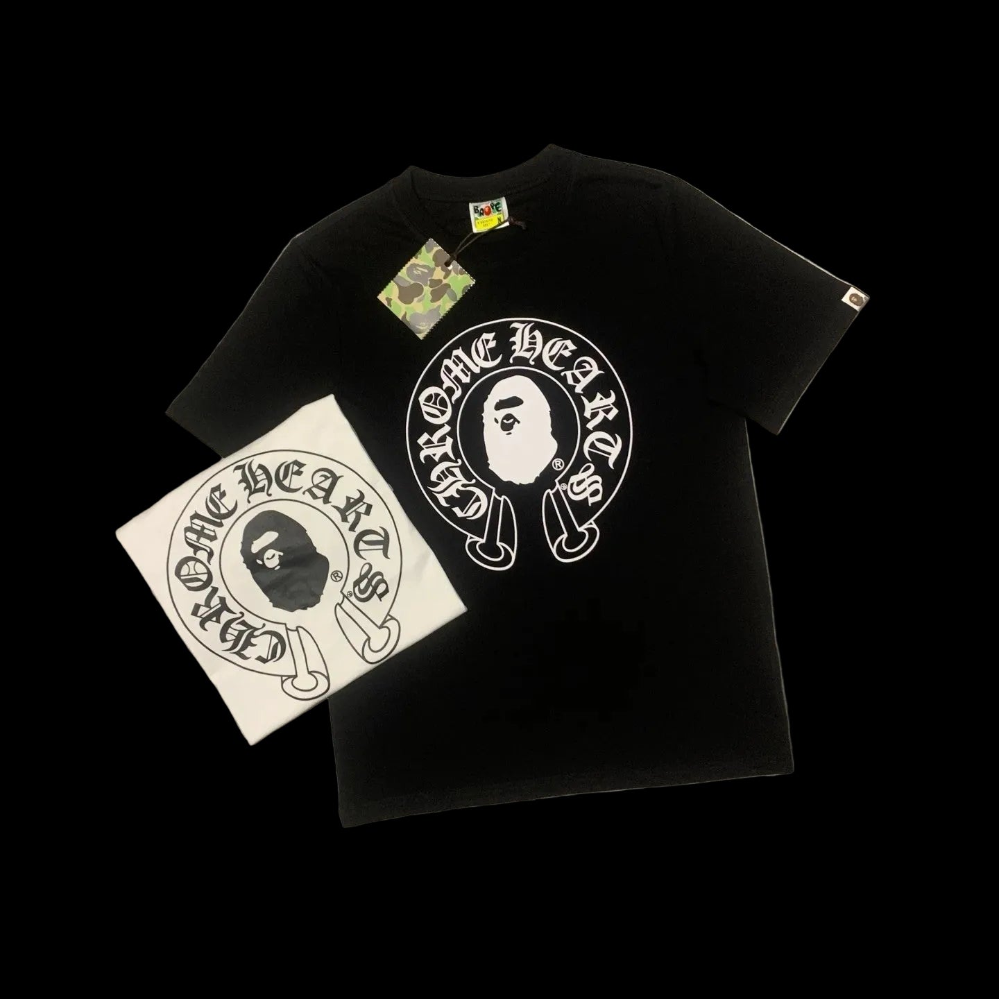 BAPE 1:1 Chrome Hearts-Inspired Black Streetwear Tee (CH4101)