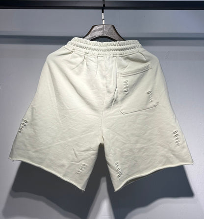 AMIRI Distressed Cloud Terry Shorts — White Edition