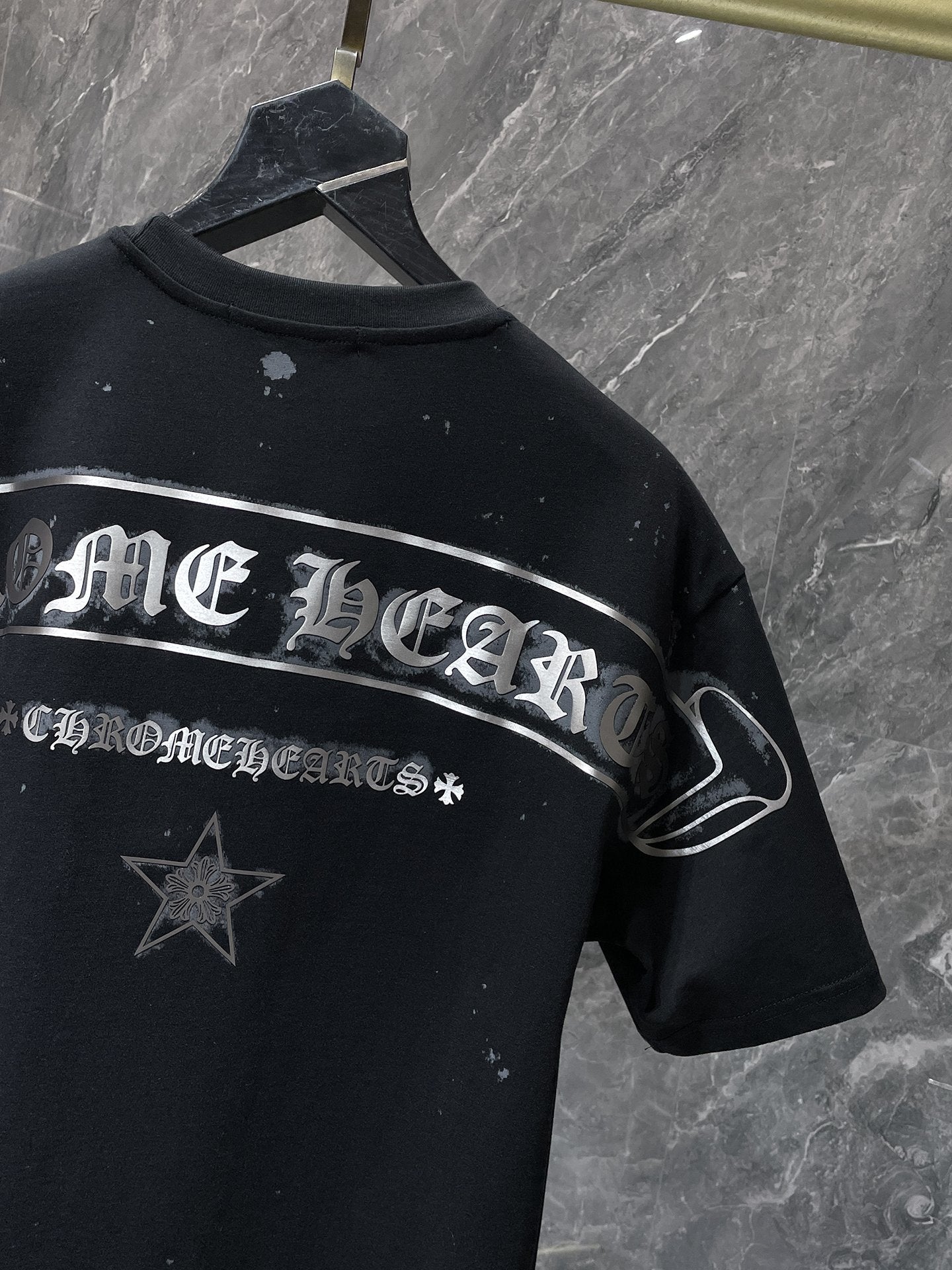 Chrome Hearts Black Silver Flux Streetwear Tee