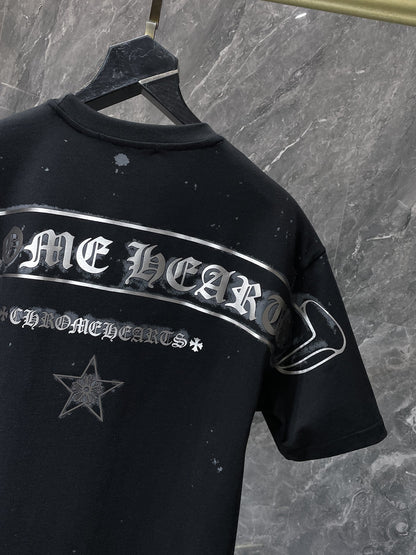 Chrome Hearts Black Silver Flux Streetwear Tee