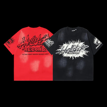 Hellstar 696 Vintage Washed Graphic Tee – Black / Red