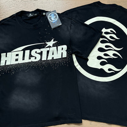 Hellstar 6752 Vintage Washed Black Crystal Tee – P58 Edition