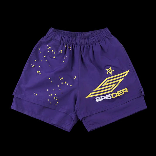 Sp5der Galaxy Star Shorts – Purple